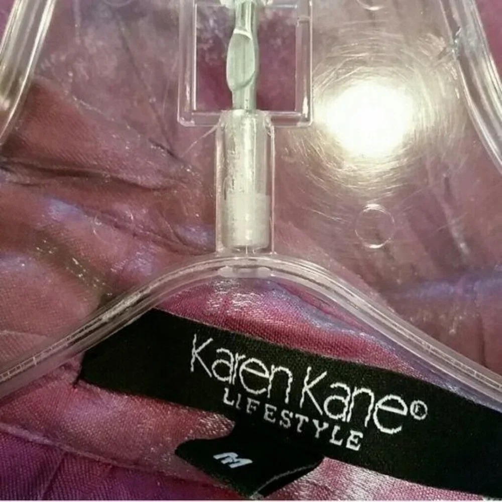 Karen Kane Purple Metallic Shimmer Button Up Blouse Top - Picture 6 of 6